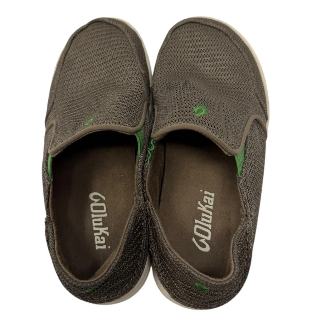 Olukai Brown Kids Mesh Nohea Slip On Shoes Kids Sz 13